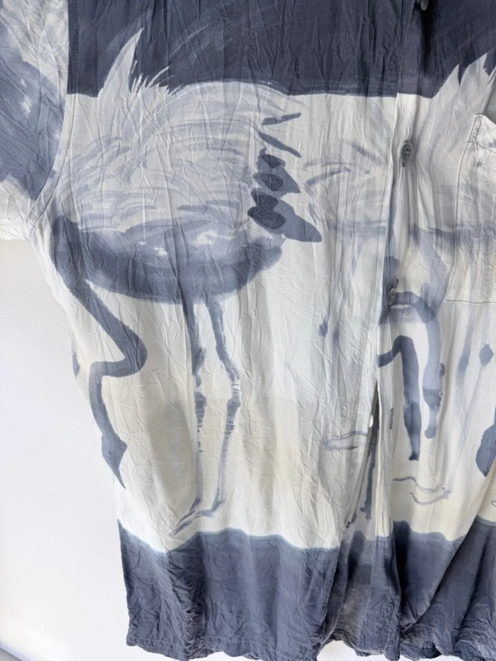 Vintage Jams World Flamingo Print Hawaiian Shirt - L | Rayon Tropical Button-Up - Picture 8 of 15